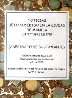Noticias de lo sucedido en la ciudad de Manila en octubre 1719 (Madrid, 1905)