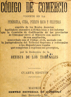 Código de comercio vigente en Filipinas. (Madrid, 1892)